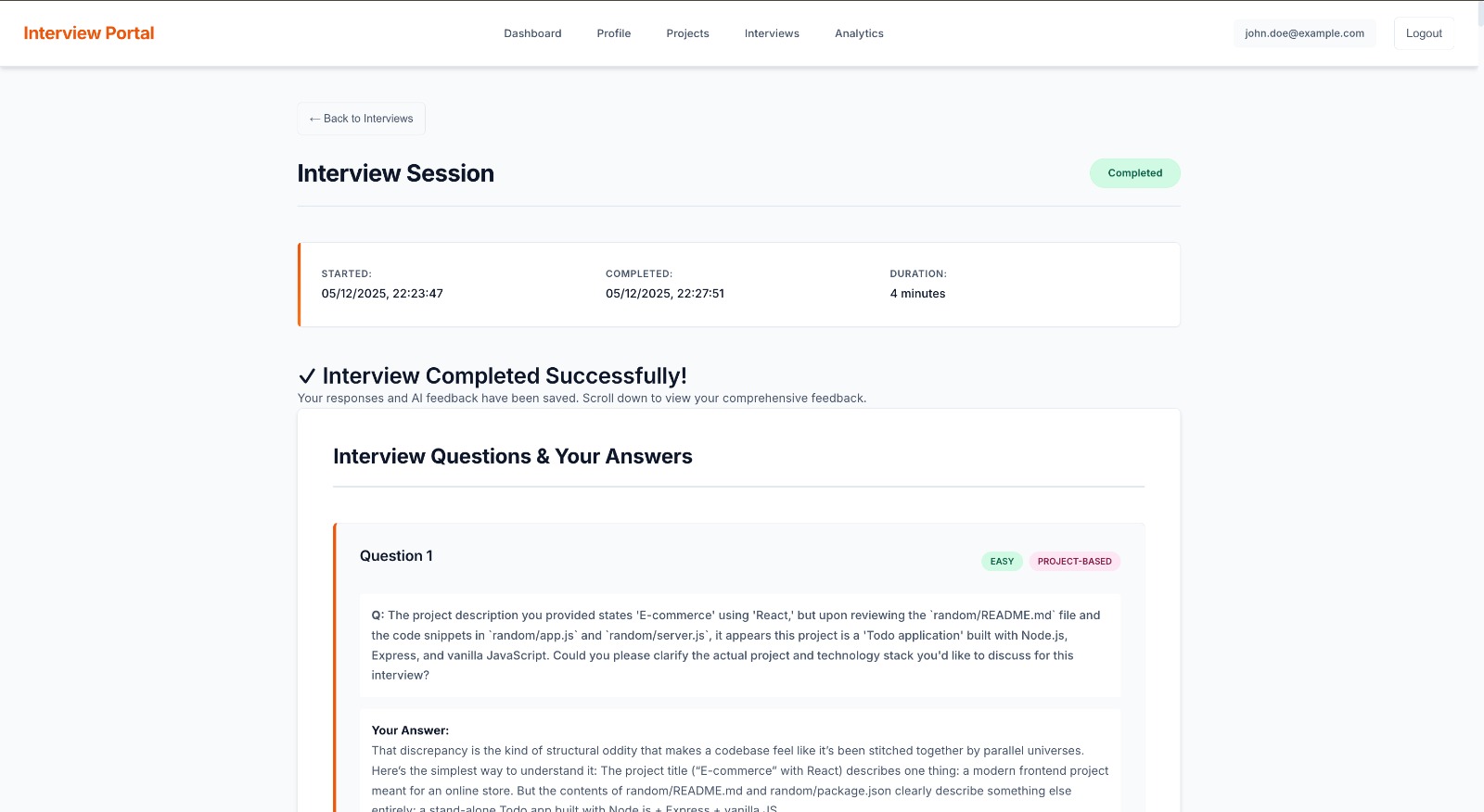 AI Interview Portal
